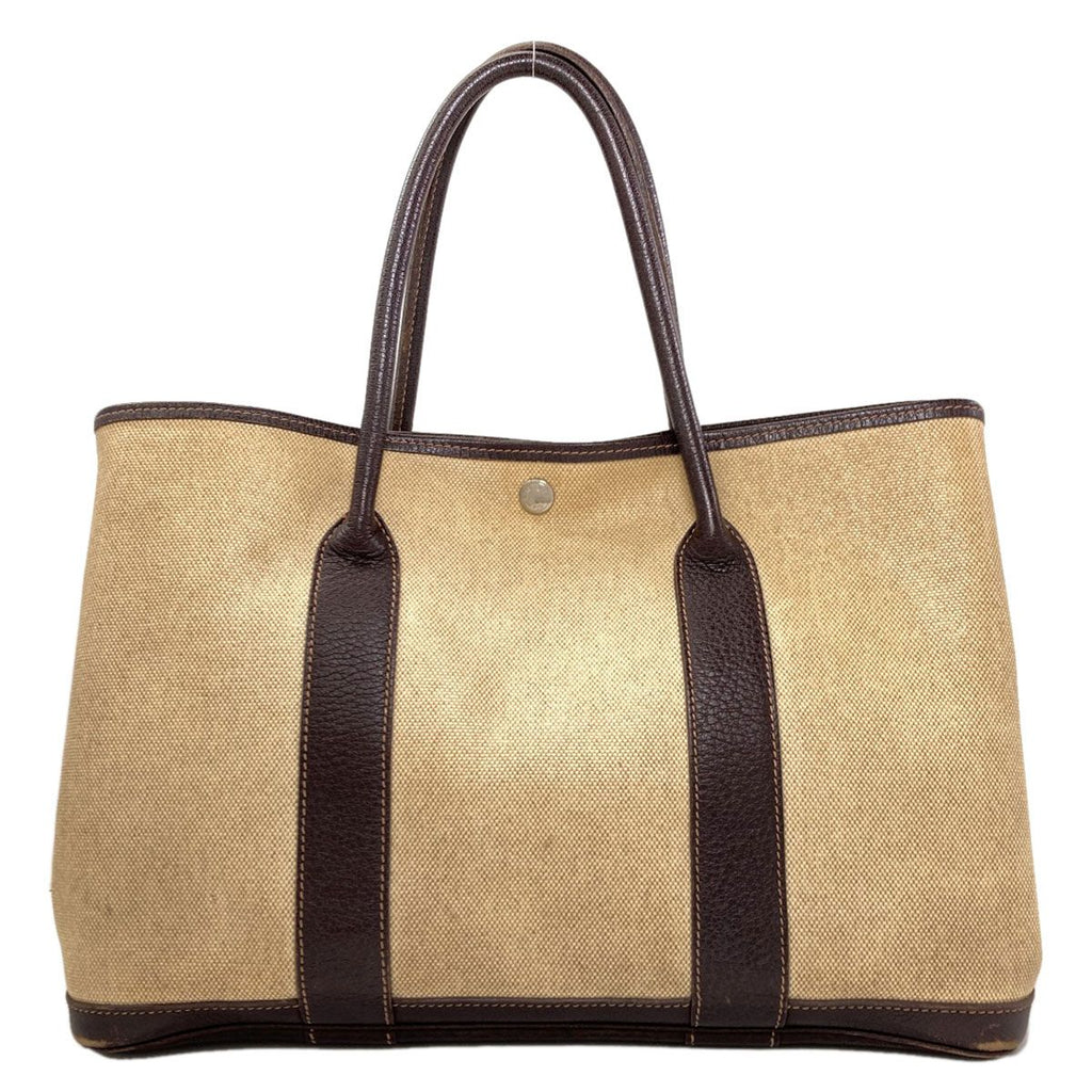 Hermes Garden Party PM Brown Silver Handbag Toile — view 2