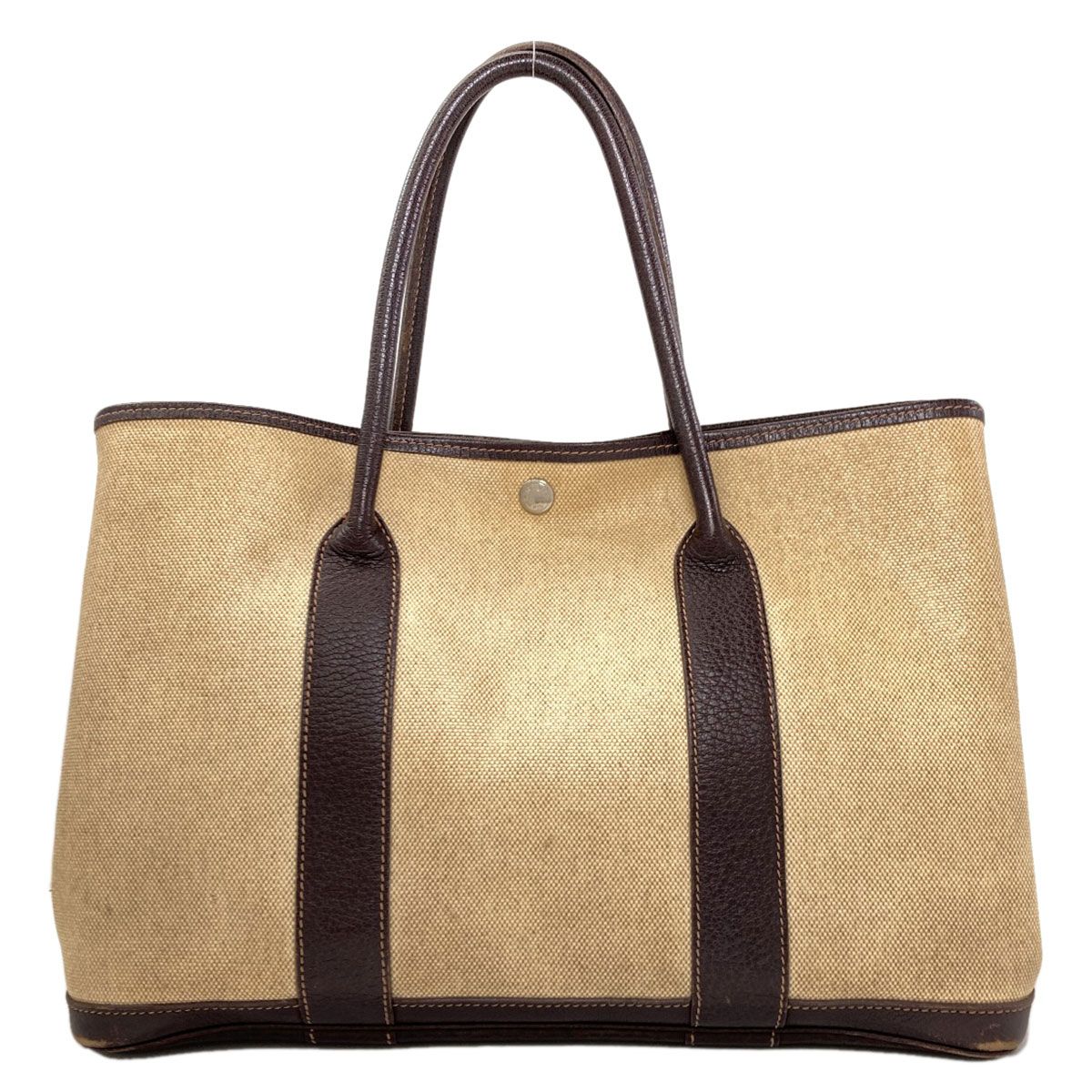 Hermes Garden Party PM Brown Silver Handbag Toile — view 2