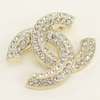 Chanel Rhinestone CC Logo Brooch Metal