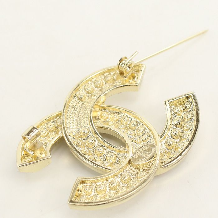 Chanel Rhinestone CC Logo Brooch Metal — view 2