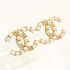 Chanel CC Logo Earrings Metal Pearl