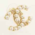 Chanel CC Logo Earrings Metal Pearl — view 3