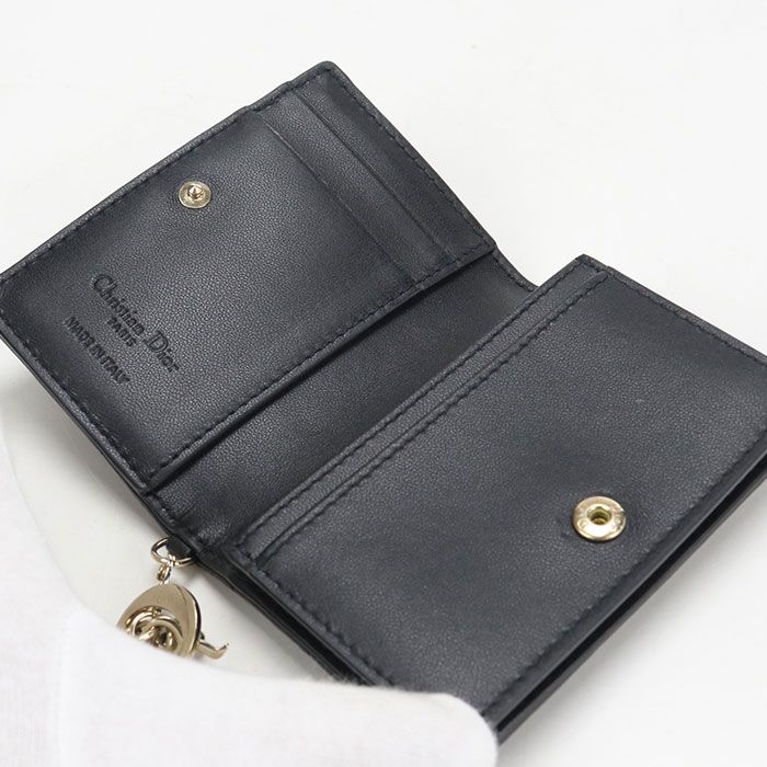 Dior Blue Card Holder Lady Dior Business Lambskin — view 3