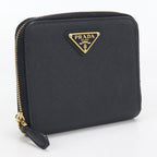 Prada Saffiano Triangle Bifold Wallet Leather