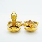 Chanel Earrings Vintage CC Logo Gold Plated Rhinestone — view 3