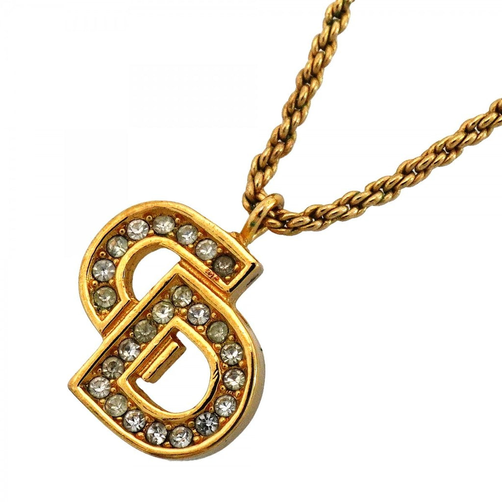 Dior Necklace CD Logo Gold Plated Rhinestone