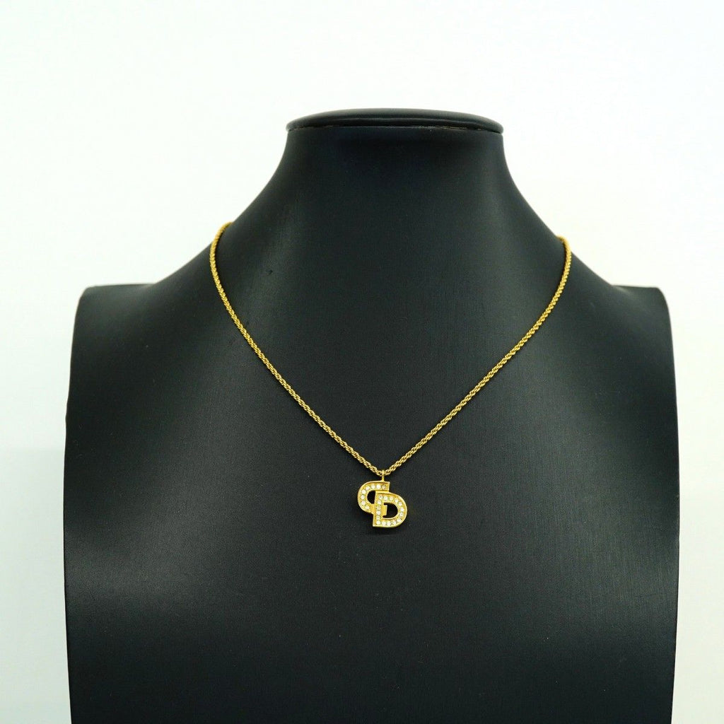 Dior Necklace CD Logo Gold Plated Rhinestone — view 6