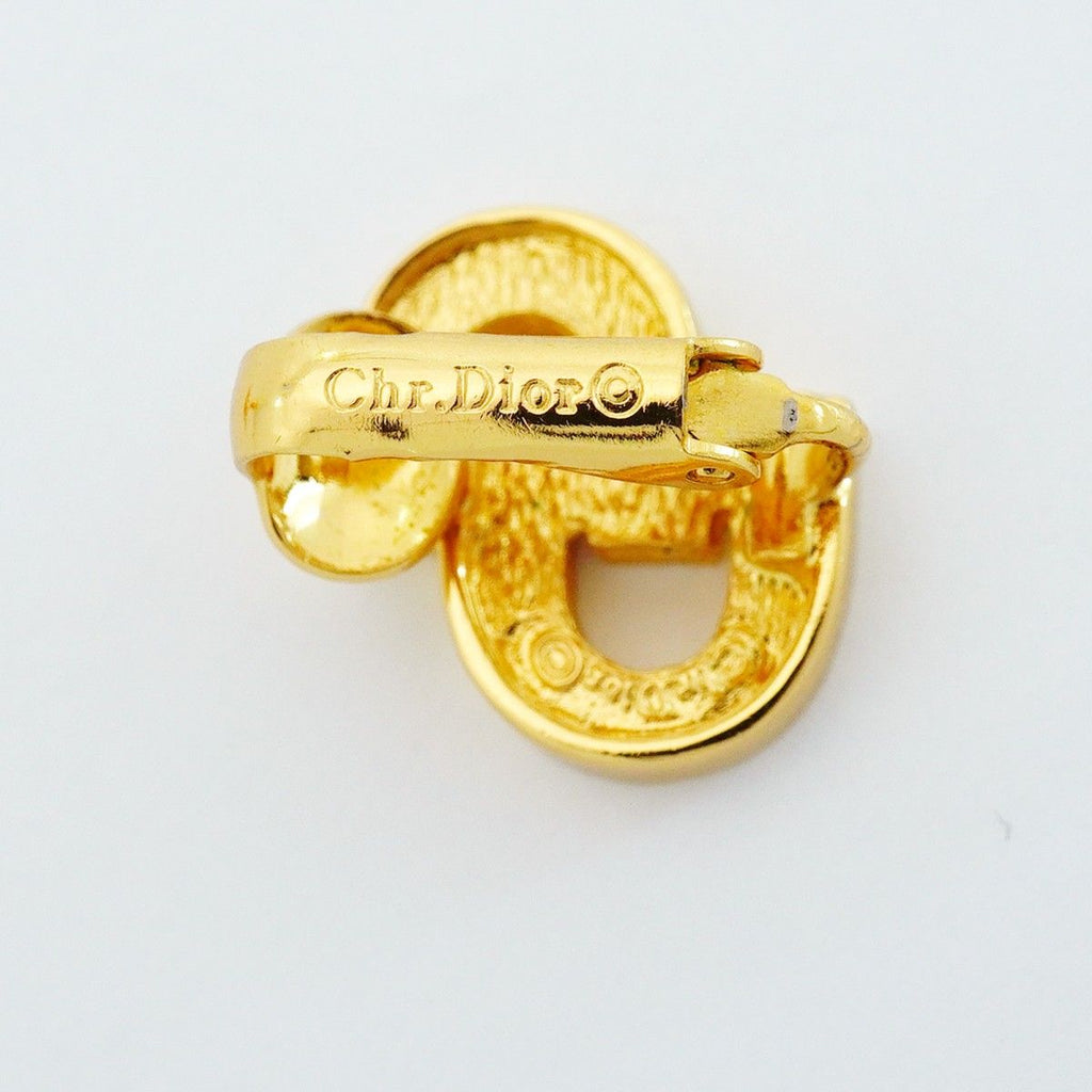 Dior Earrings CD Logo Gold Plated Rhinestone — view 4