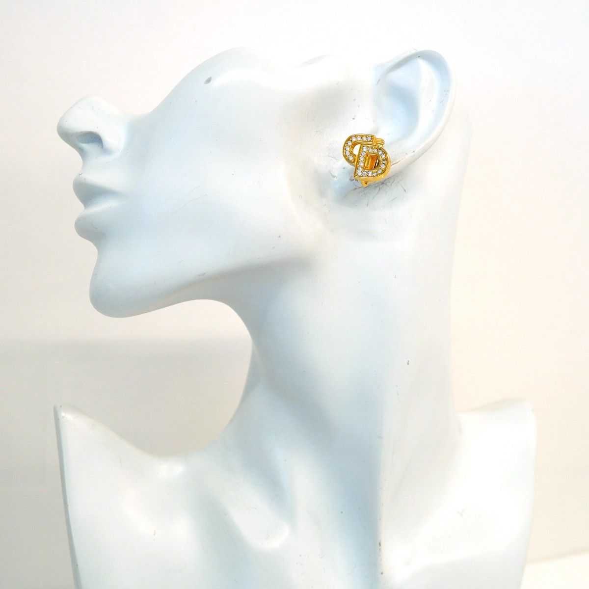 Dior Earrings CD Logo Gold Plated Rhinestone — view 6