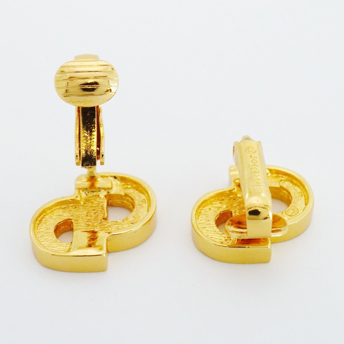 Dior Earrings CD Logo Gold Plated Rhinestone — view 3