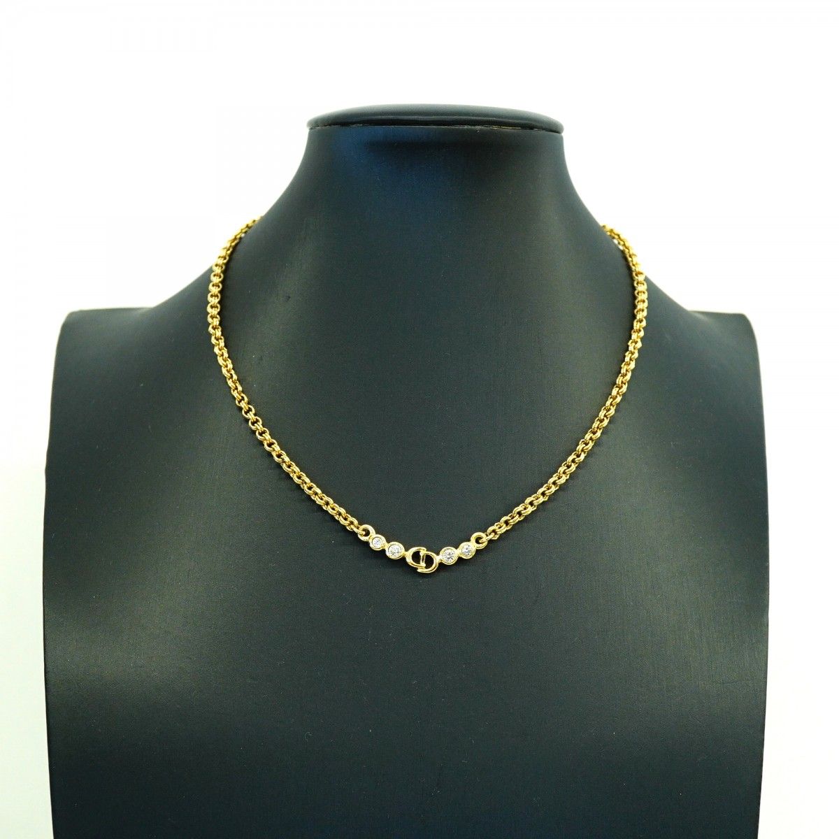 Dior Necklace CD Logo Gold Plated Rhinestone — view 5