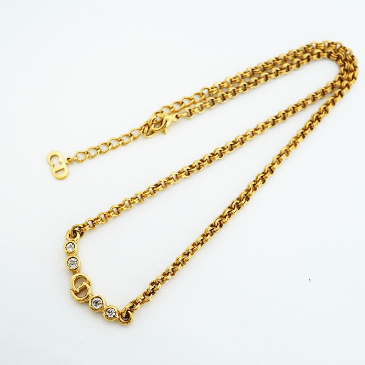 Dior Necklace CD Logo Gold Plated Rhinestone — view 3