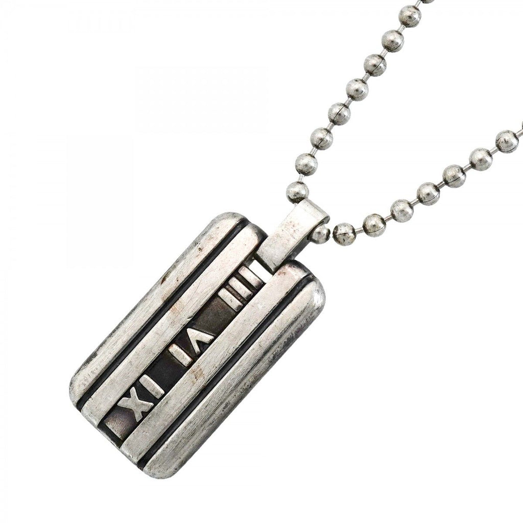 Tiffany & Co Necklace Atlas Plate Ball Chain Silver