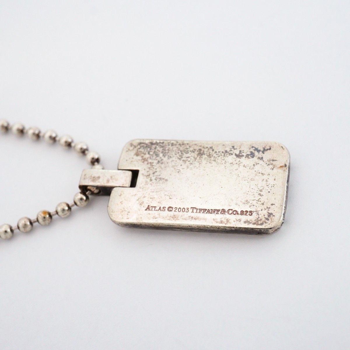 Tiffany & Co Necklace Atlas Plate Ball Chain Silver — view 6