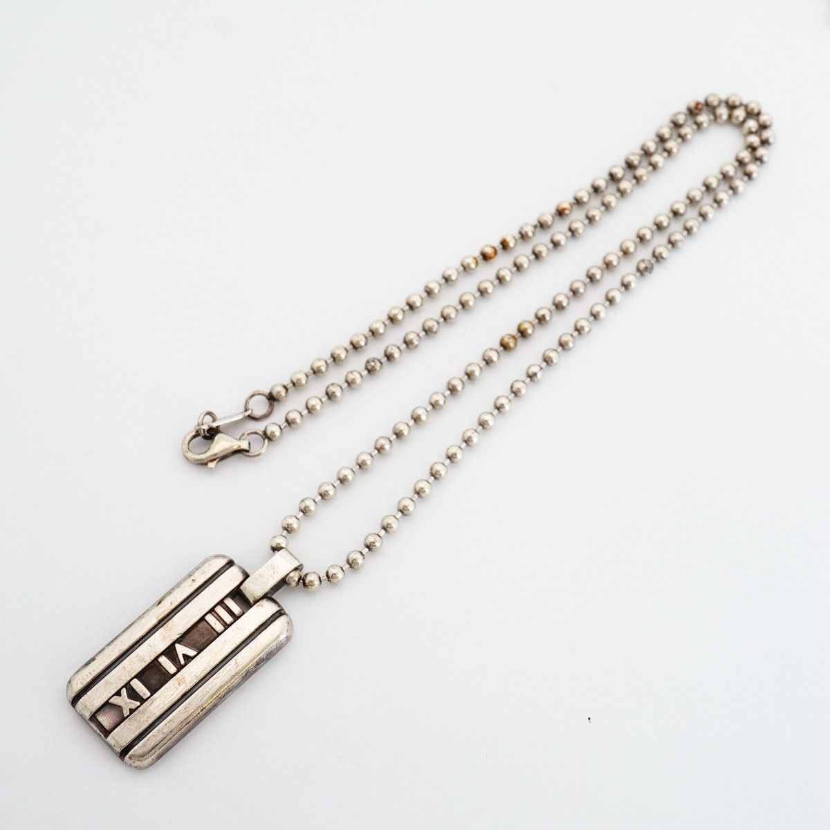 Tiffany & Co Necklace Atlas Plate Ball Chain Silver — view 3