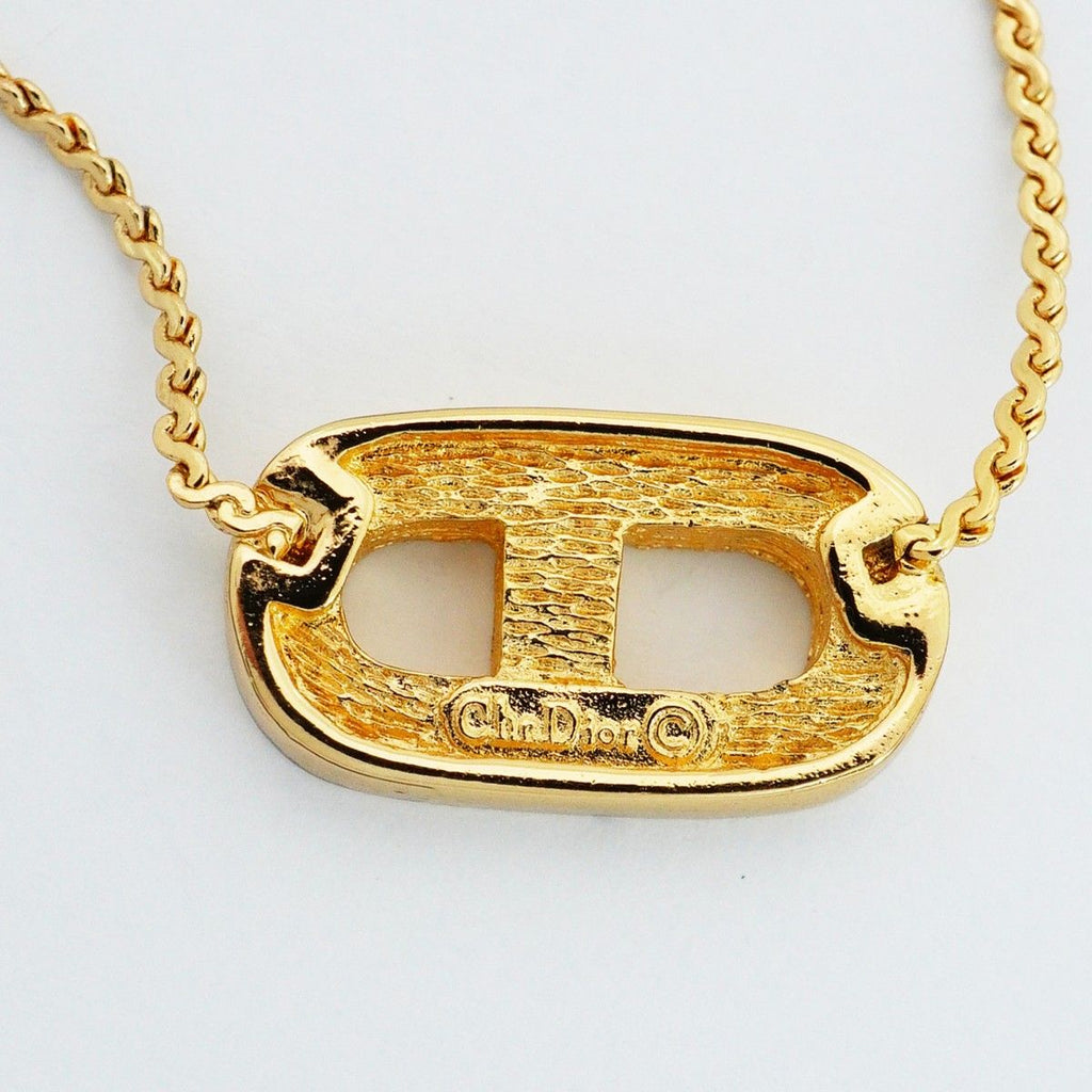 Dior Necklace CD Logo Gold Plated Rhinestone — view 5
