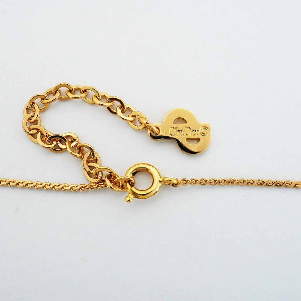 Dior Necklace CD Logo Gold Plated Rhinestone — view 4
