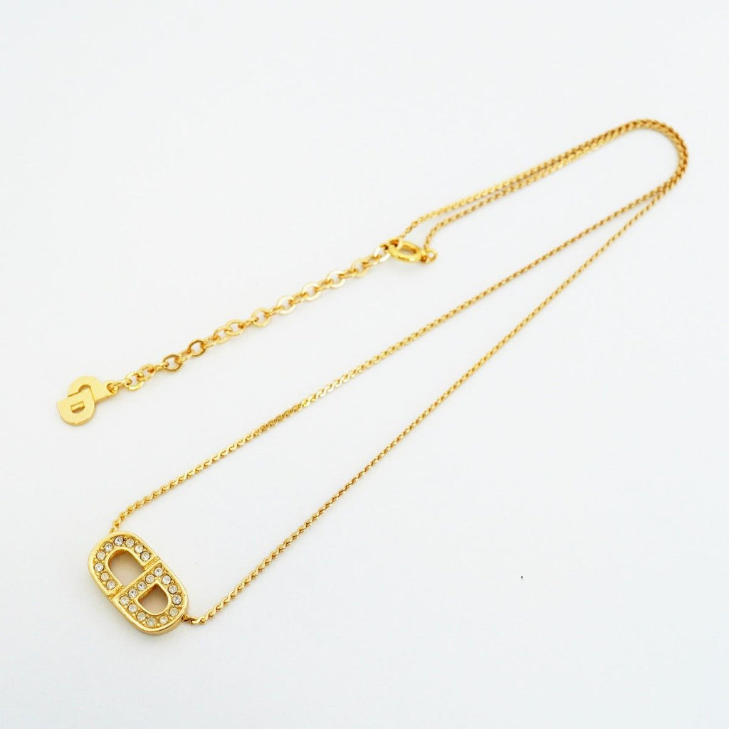 Dior Necklace CD Logo Gold Plated Rhinestone — view 3