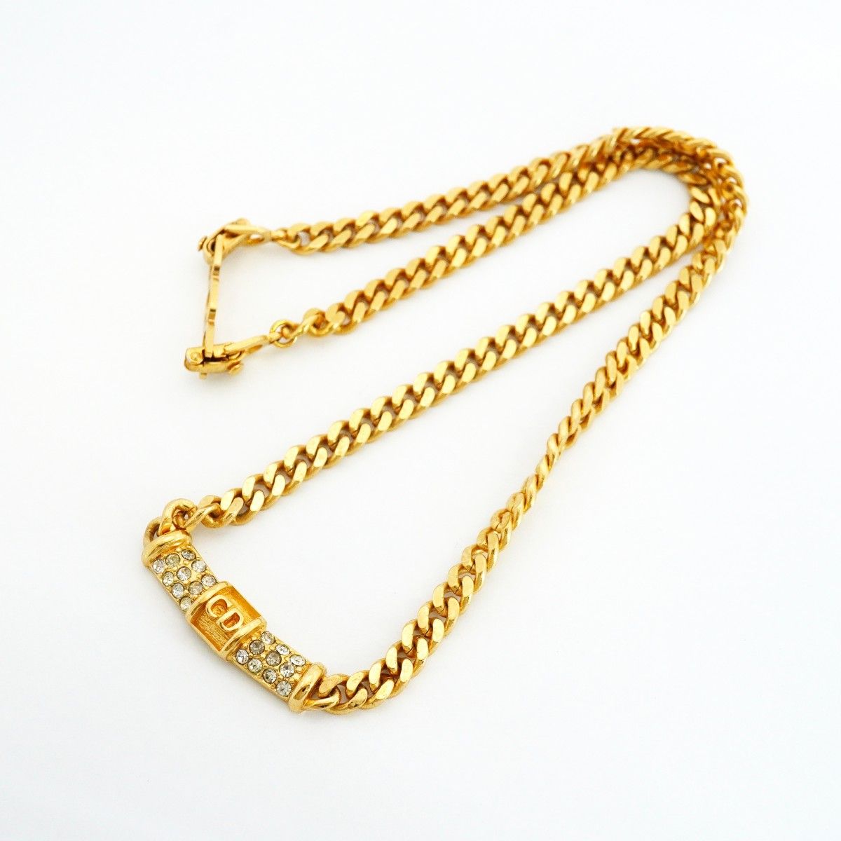 Dior Necklace CD Logo Gold Plated Rhinestone — view 3
