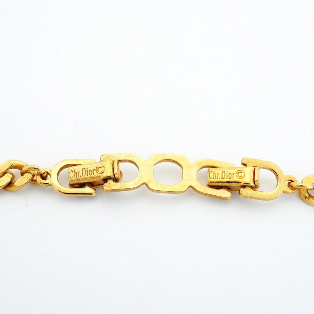 Dior Necklace CD Logo Gold Plated Rhinestone — view 4