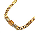 Dior Necklace CD Logo Gold Plated Rhinestone