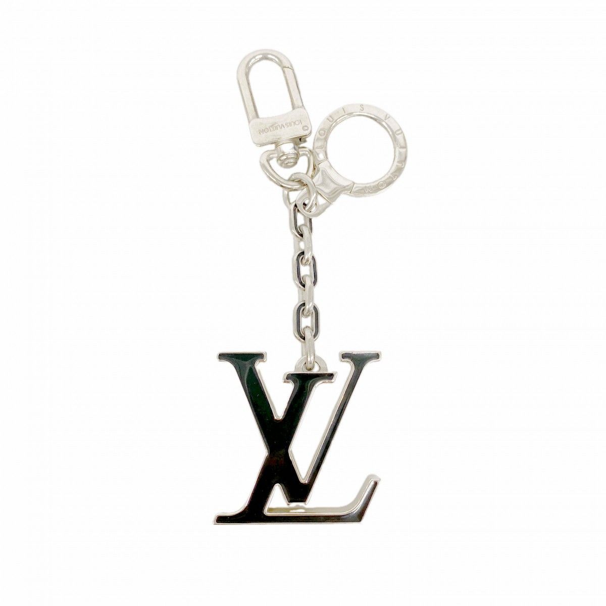 Louis Vuitton Key Holder Charm Porte Cles Initial LV Silver Black