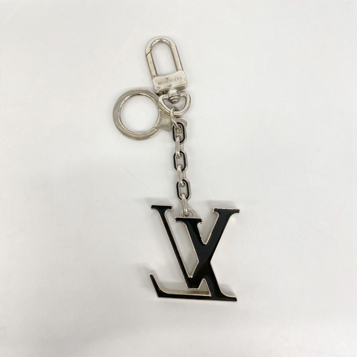 Louis Vuitton Key Holder Charm Porte Cles Initial LV Silver Black — view 5