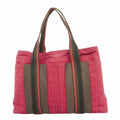 Hermes Tote Troca Horizontal Canvas Red Silver