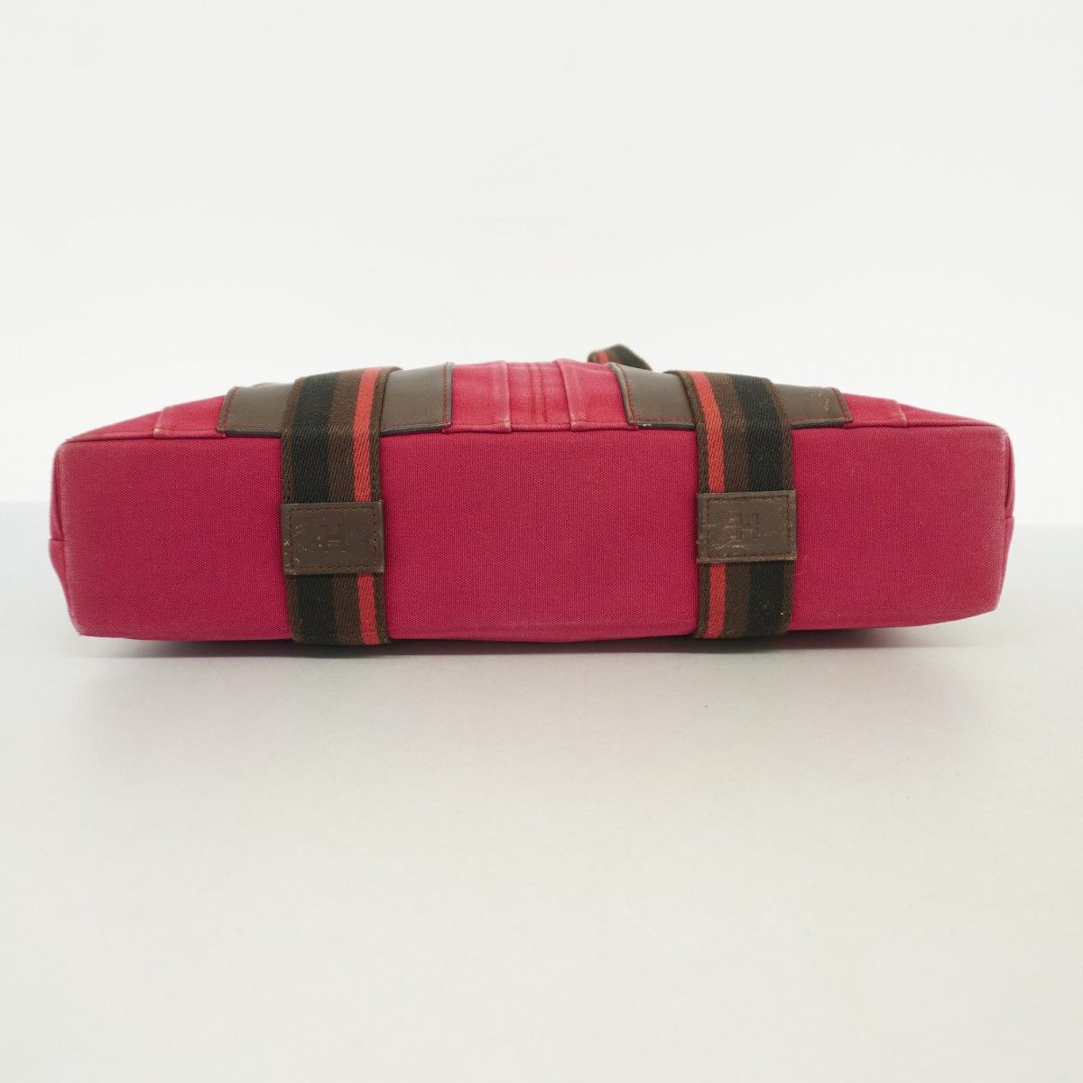 Hermes Tote Troca Horizontal Canvas Red Silver — view 3