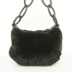 Chanel Shoulder Bag Leather Fur Black Silver — view 9