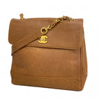 Chanel Shoulder Bag Triple Coco Caviar Leather Brown Gold