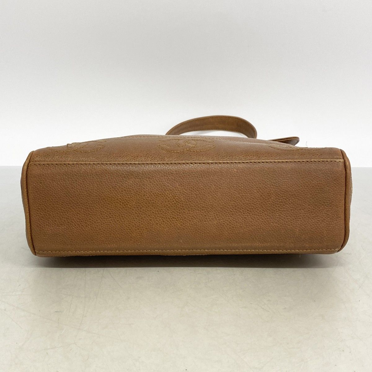 Chanel Shoulder Bag Triple Coco Caviar Leather Brown Gold — view 3