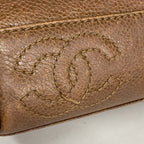 Chanel Shoulder Bag Triple Coco Caviar Leather Brown Gold — view 9