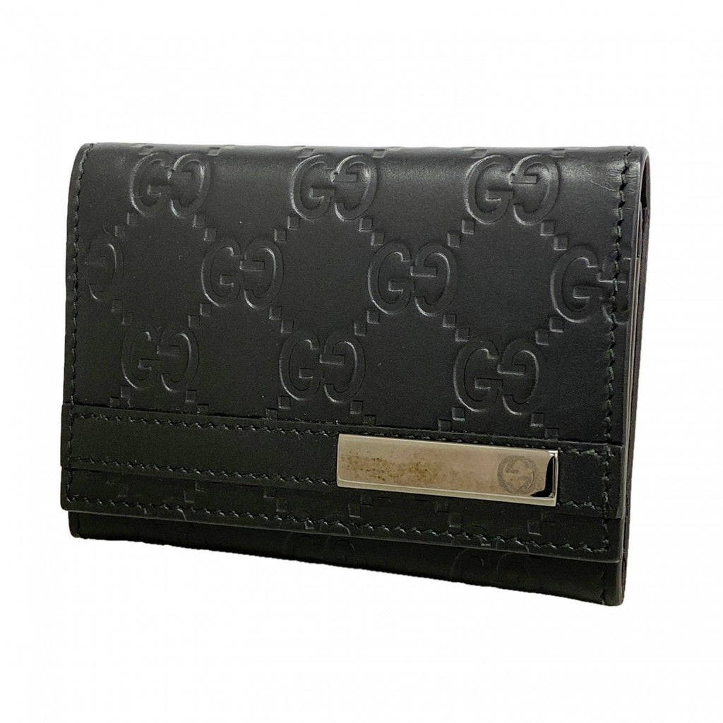 Gucci Business Card Holder Guccissima Leather Black Silver