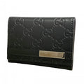 Gucci Business Card Holder Guccissima Leather Black Silver