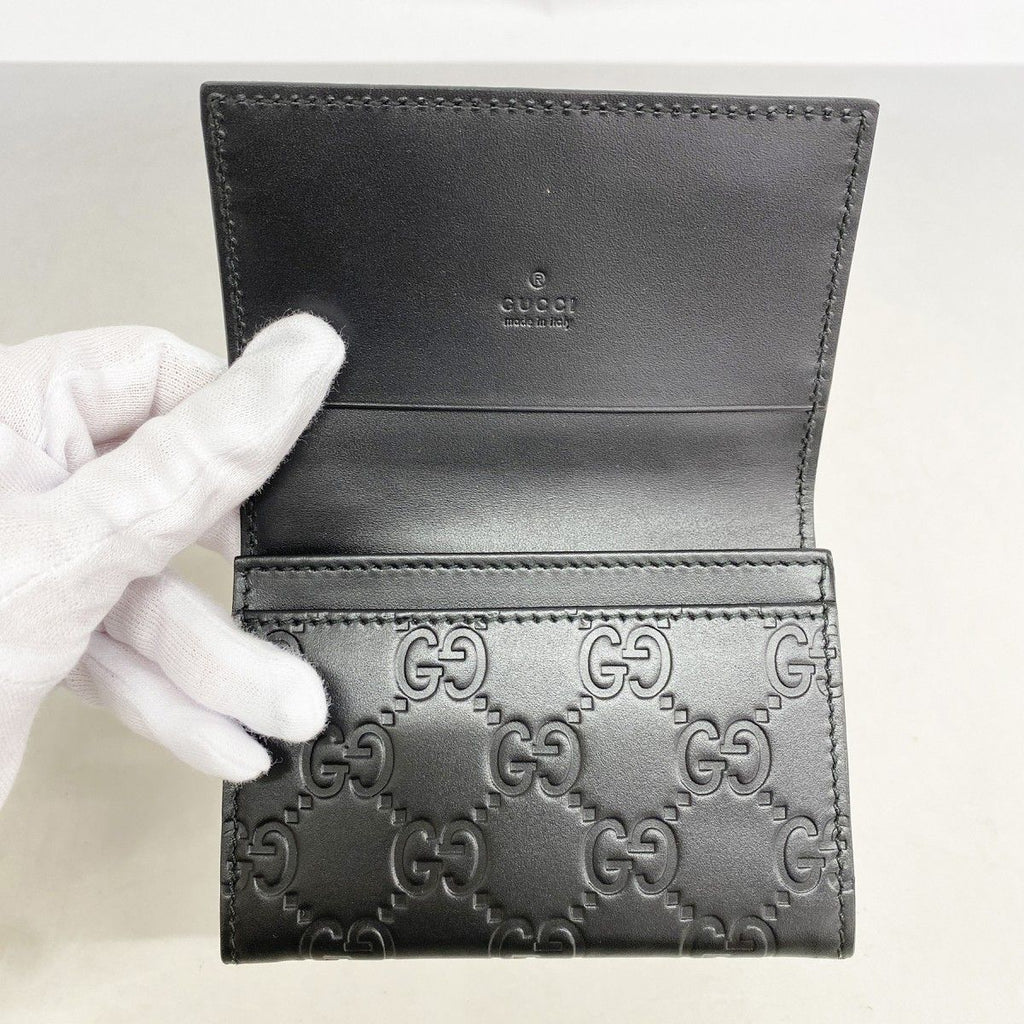 Gucci Business Card Holder Guccissima Leather Black Silver — view 3