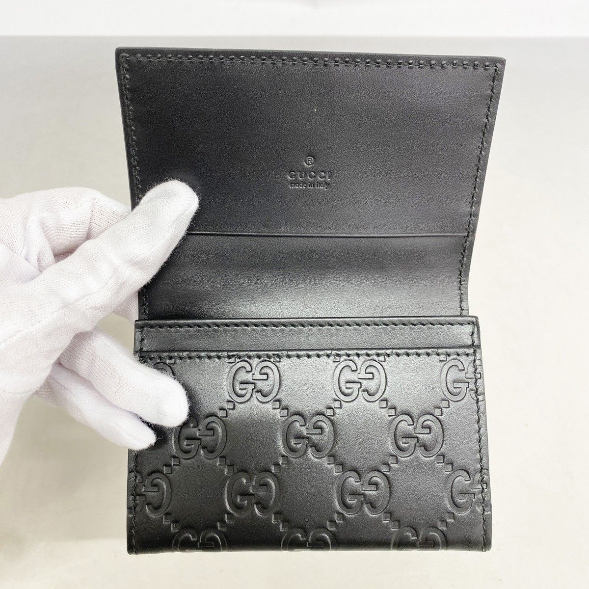 Gucci Business Card Holder Guccissima Leather Black Silver — view 3
