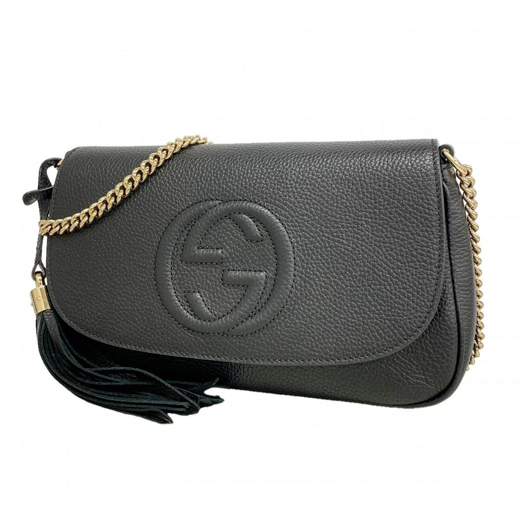 Gucci Shoulder Bag Soho Leather Black Gold