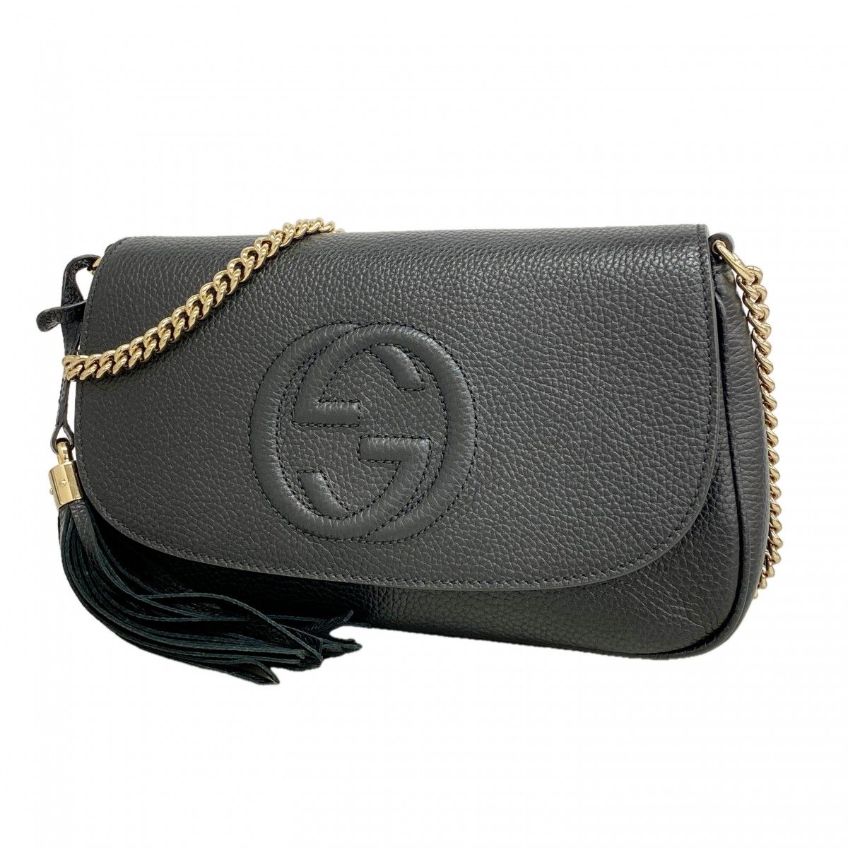 Gucci Shoulder Bag Soho Leather Black Gold