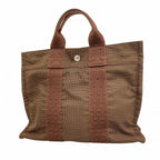 Hermes Tote Her Line PM Canvas Brown Silver