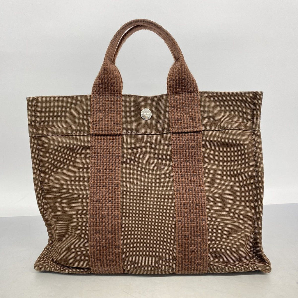 Hermes Tote Her Line PM Canvas Brown Silver — view 8