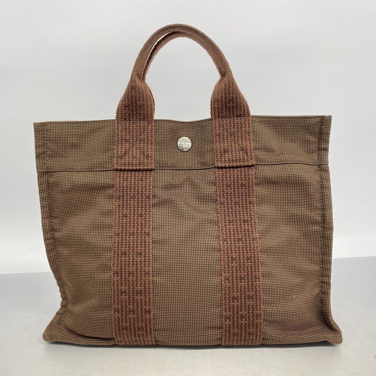 Hermes Tote Her Line PM Canvas Brown Silver — view 8