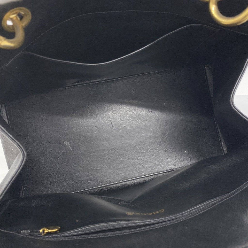 Chanel Chain Tote Quilted Caviar Leather Black Gold — view 4