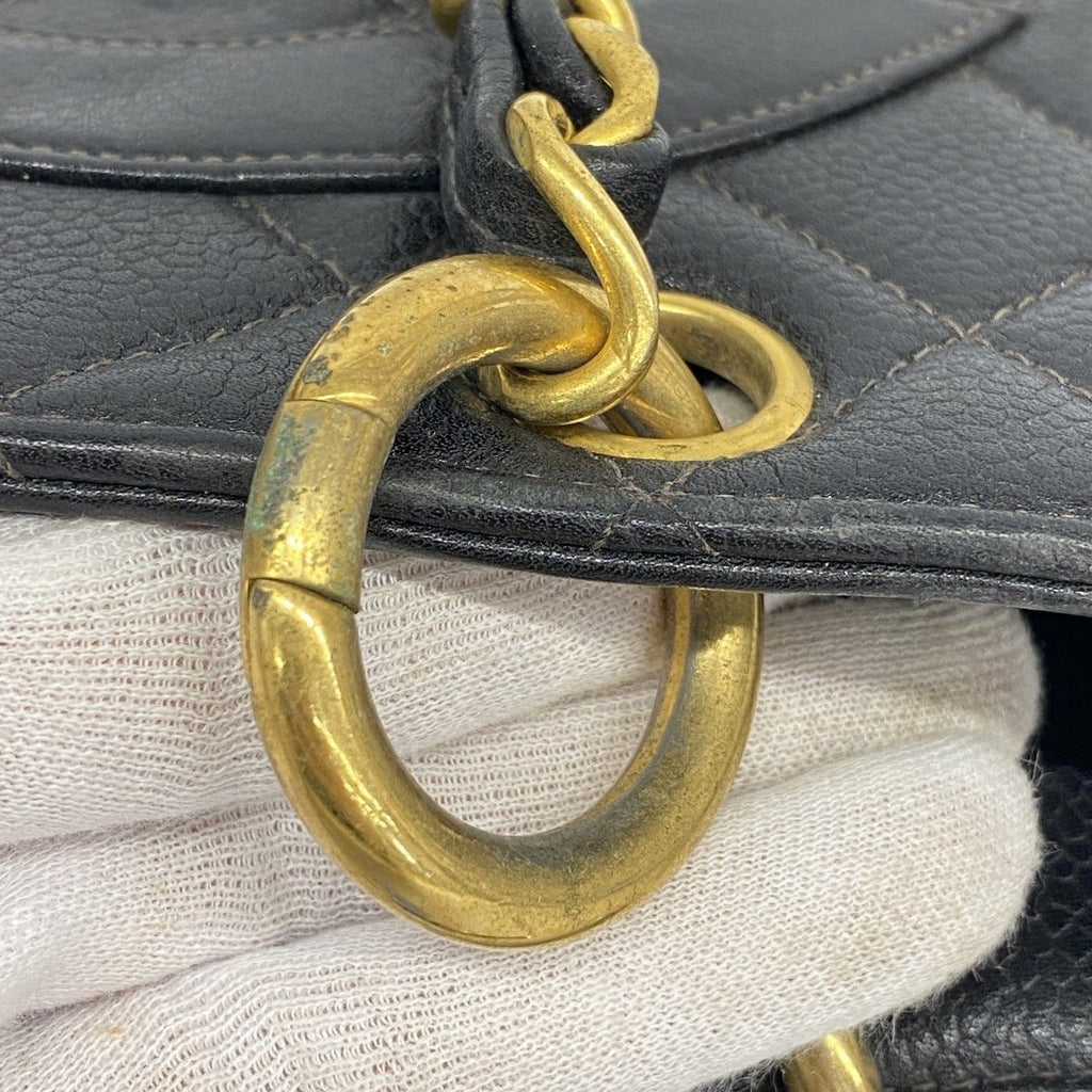 Chanel Chain Tote Quilted Caviar Leather Black Gold — view 8