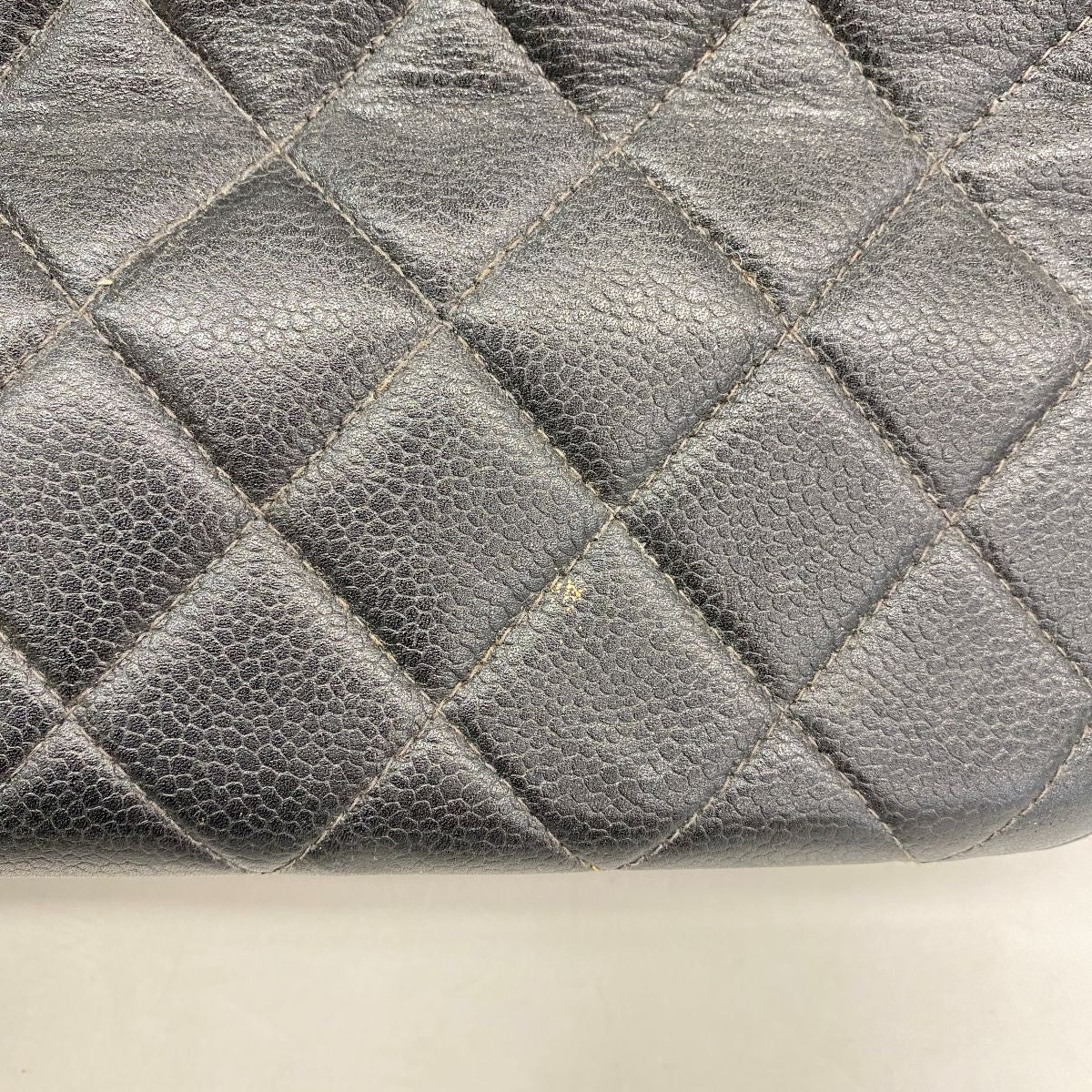 Chanel Chain Tote Quilted Caviar Leather Black Gold — view 9