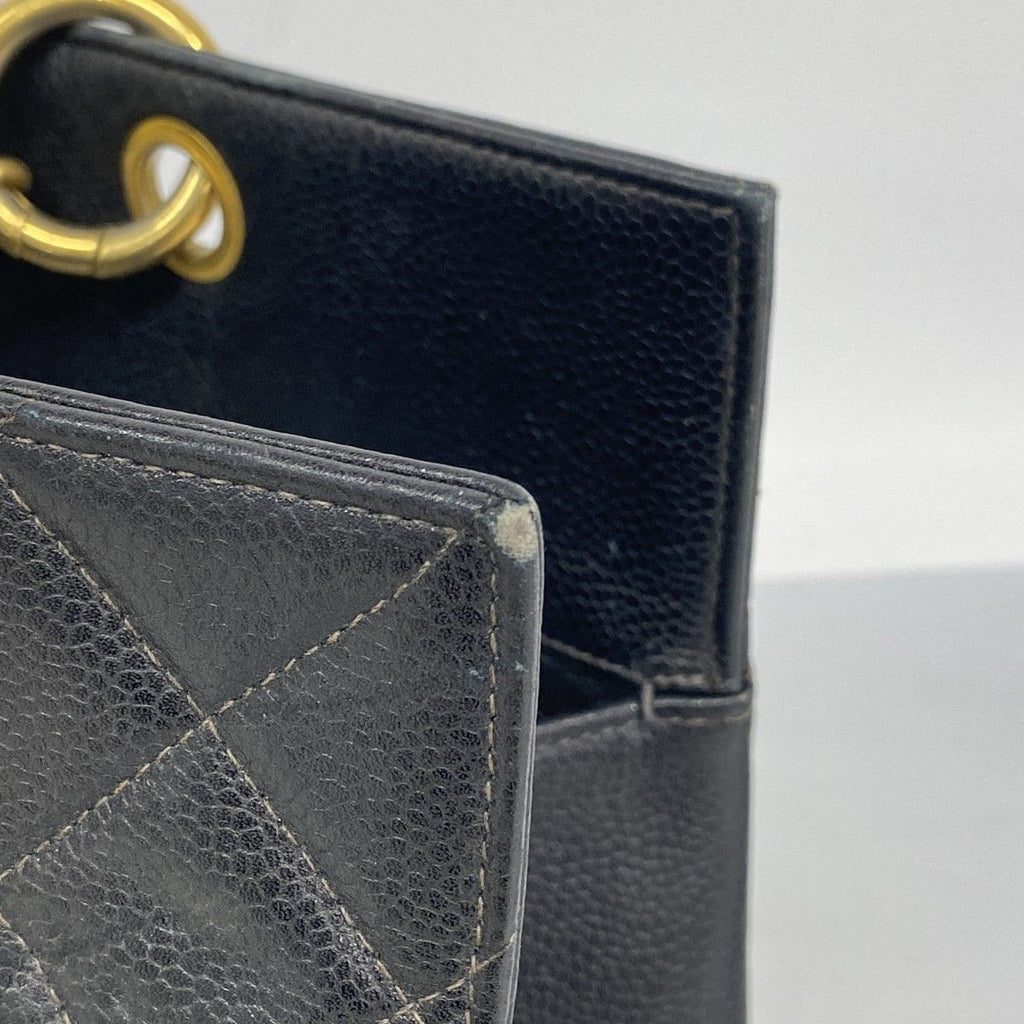 Chanel Chain Tote Quilted Caviar Leather Black Gold — view 7