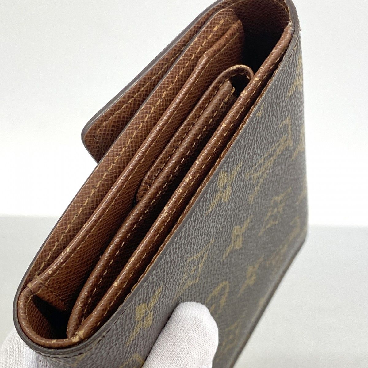 Louis Vuitton Trifold Wallet Monogram Porte Tresor Loue Tuy Papier Brown — view 5