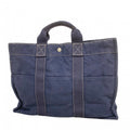 Hermes Tote Deauville Canvas Navy Silver