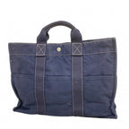 Hermes Tote Deauville Canvas Navy Silver