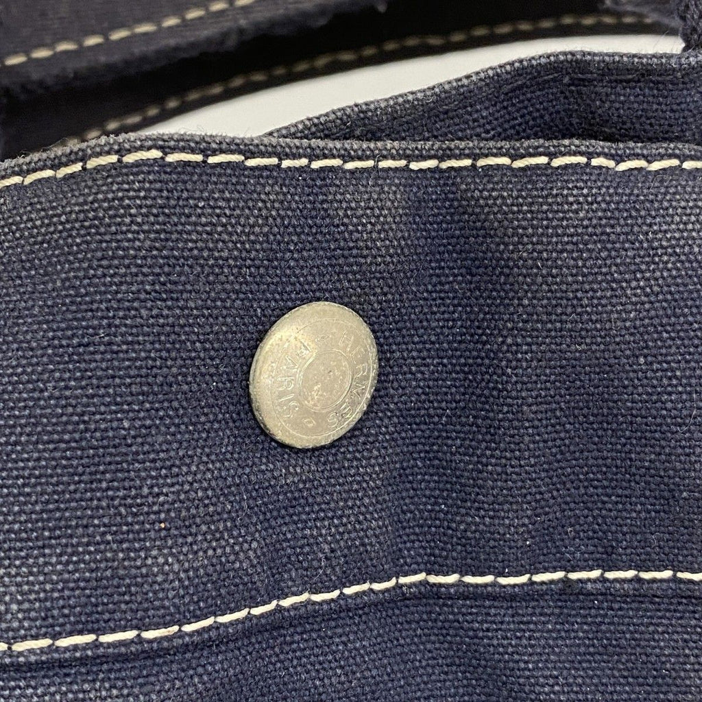Hermes Tote Deauville Canvas Navy Silver — view 9